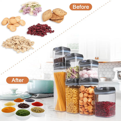 Airtight Food Storage Containers with Lids, 7 PCS BPA Free Kitchen Plastic Storage Containers for Dry Food,Flour and Sugar, for Pantry Organization and Storage
