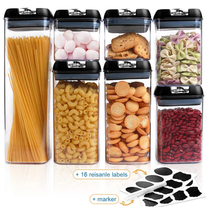 Airtight Food Storage Containers with Lids, 7 PCS BPA Free Kitchen Plastic Storage Containers for Dry Food,Flour and Sugar, for Pantry Organization and Storage