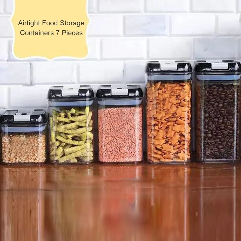 Airtight Food Storage Containers with Lids, 7 PCS BPA Free Kitchen Plastic Storage Containers for Dry Food,Flour and Sugar, for Pantry Organization and Storage