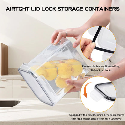 24 Pack Airtight Food Storage Containers with Lids, Plastic Kitchen and Organization Canisters for Cereal, Flour and Sugar, BPA Free, Includes Spoons, Labels and a Pen